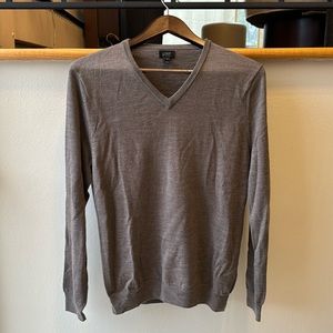J. Crew 100% Merino Wool Taupe V Neck Sweater Size S
